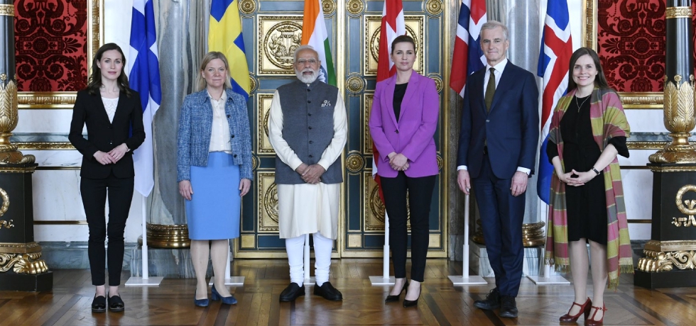 2nd India-Nordic Summit: Prime Minister Narendra Modi with leaders of Denmark, Finland, Iceland, Norway & Sweden, 04 May 2022