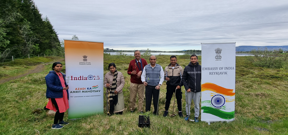 Tree Plantation event held at Heidmork, Reykjavik as part of AKAM on the occasion of World Environment Day, 05 June 2022
