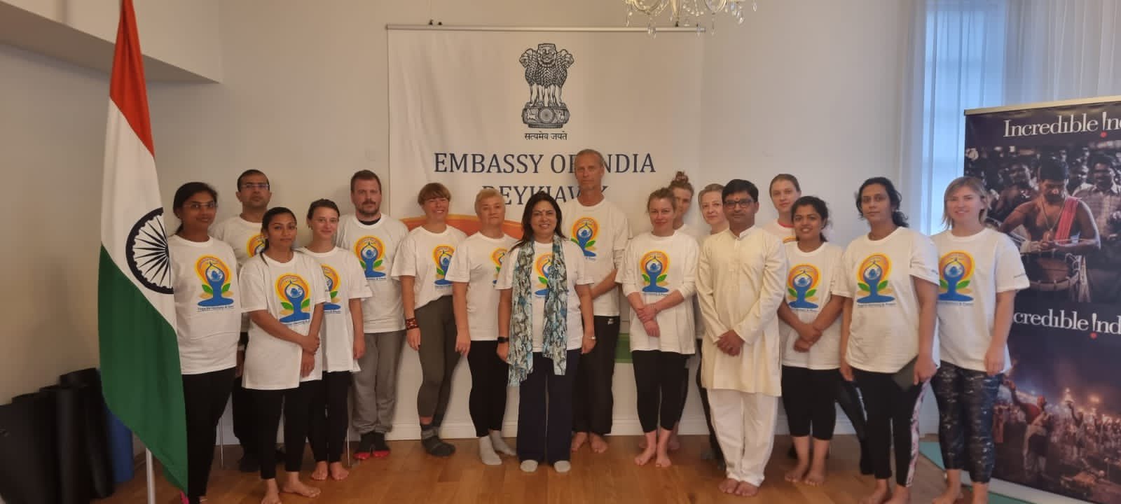 Special Yoga session organized as part of "Azadi Ka Amrit Mahotsav" with participation of Minister of State for External Affairs and Culture, Smt. Meenakashi Lekhi and other Yoga enthusiasts at the Embassy, 19 August 2022. 